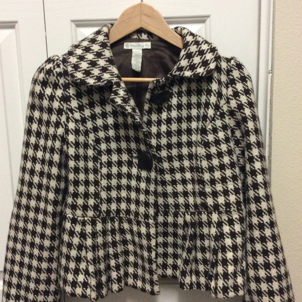 Stylish Checkered Jacket w/little Pleated